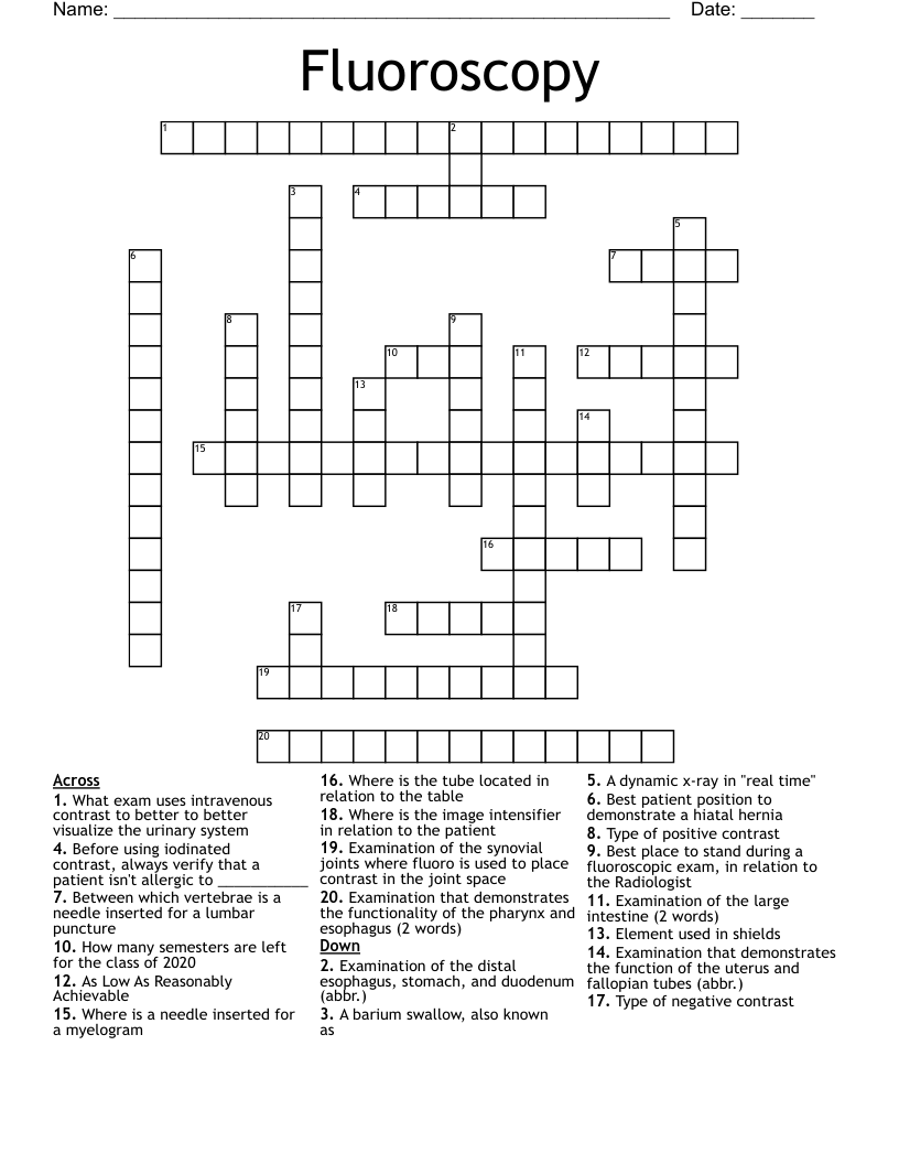 Fluoroscopy Crossword