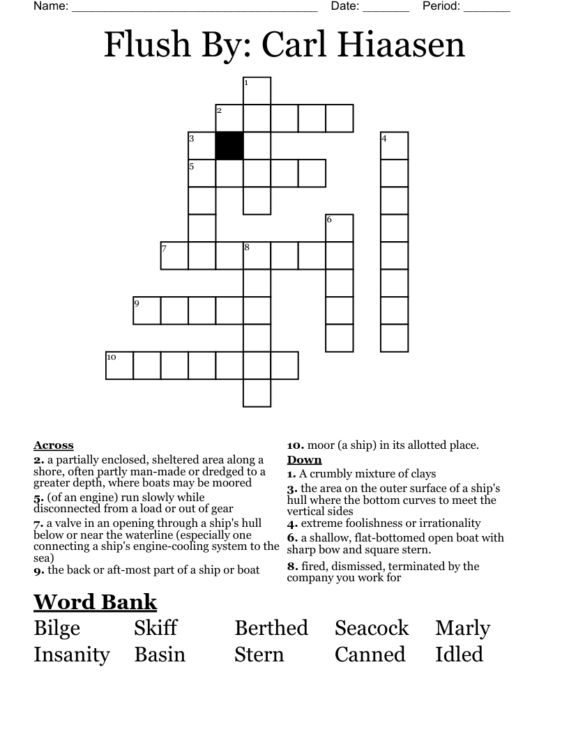 Flush By: Carl Hiaasen  Crossword