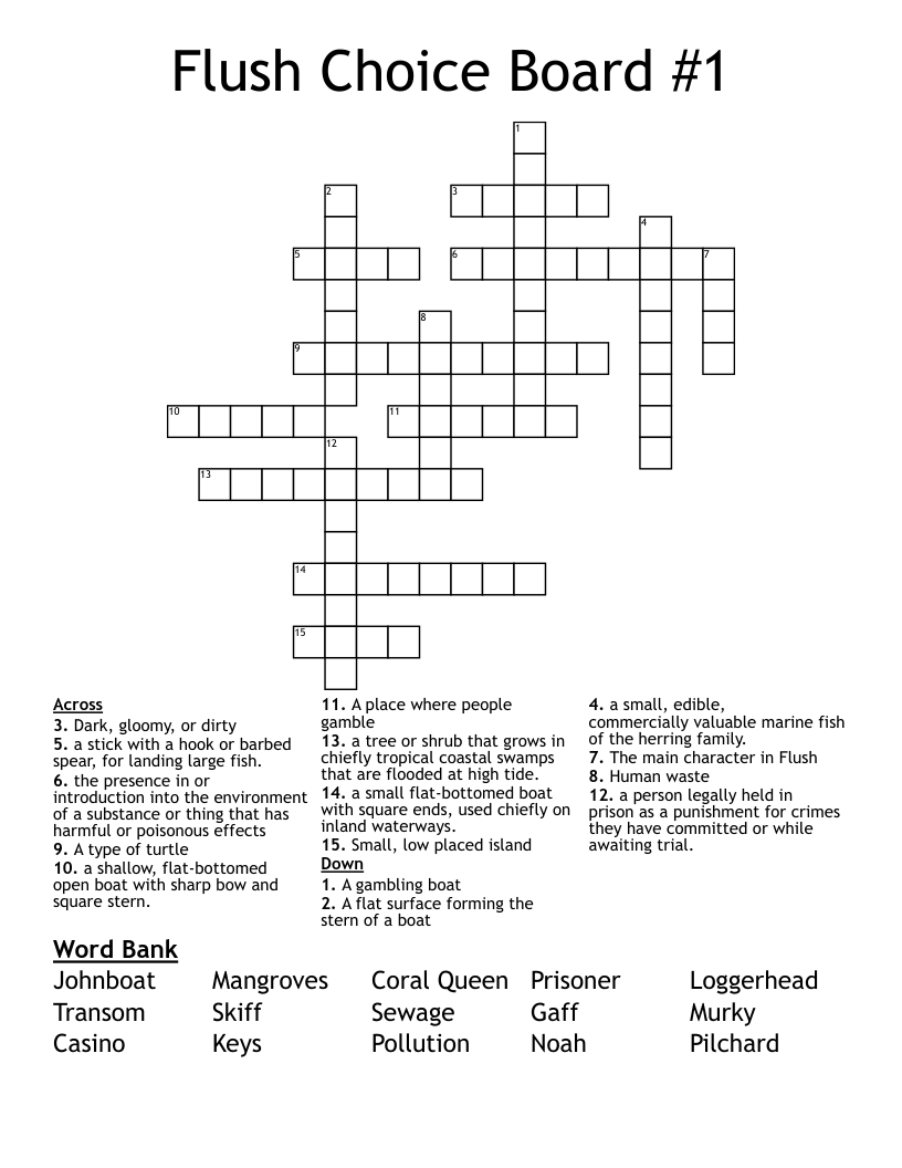 Flush Choice Board #1 Crossword