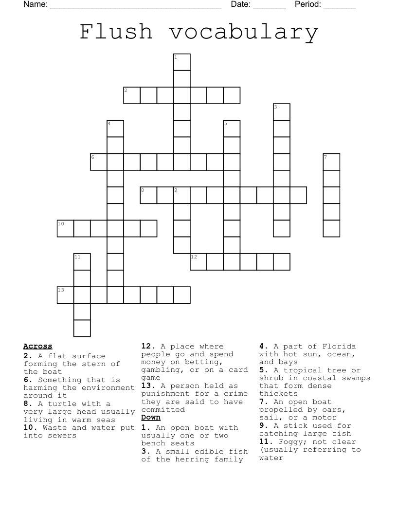 Flush vocabulary  Crossword