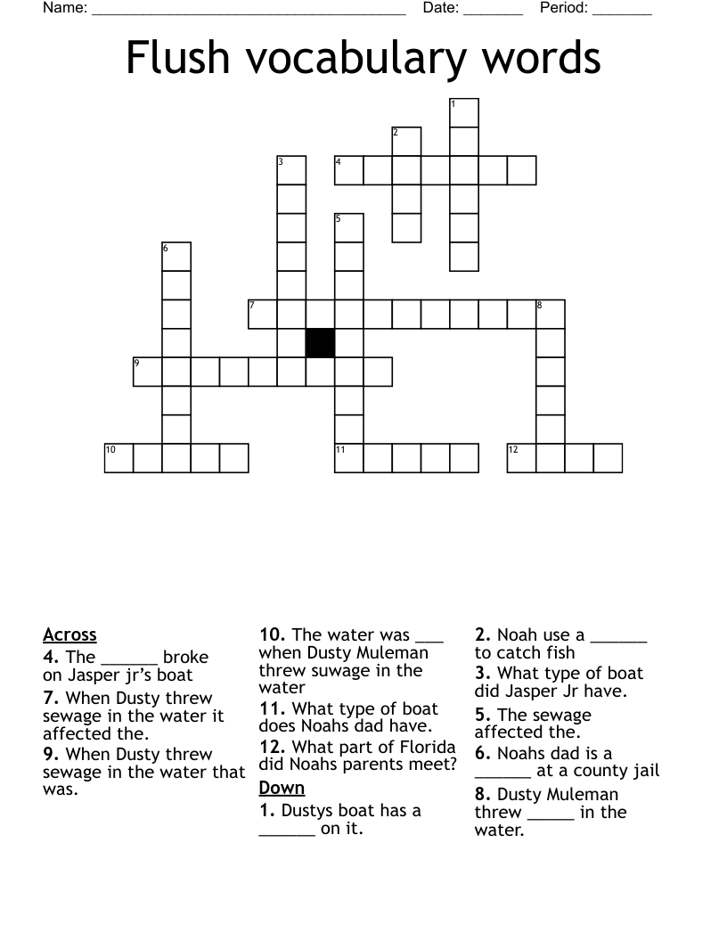 Flush vocabulary words  Crossword