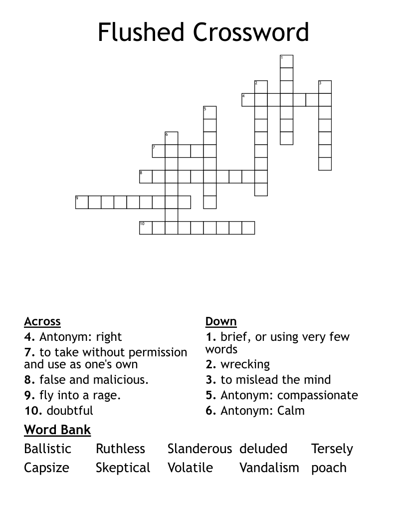 Flushed Crossword