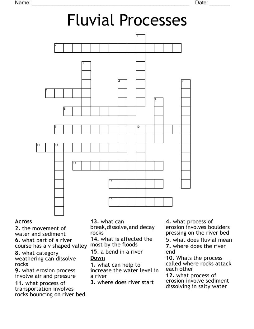 Fluvial Processes Crossword