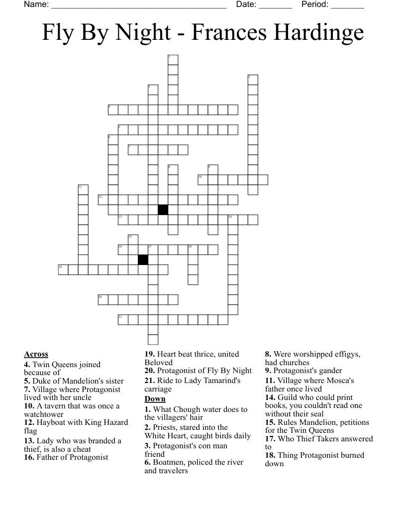 Fly By Night - Frances Hardinge Crossword