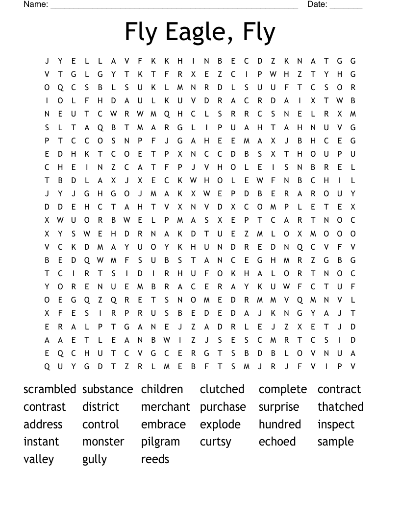 Fly Eagle, Fly Word Search