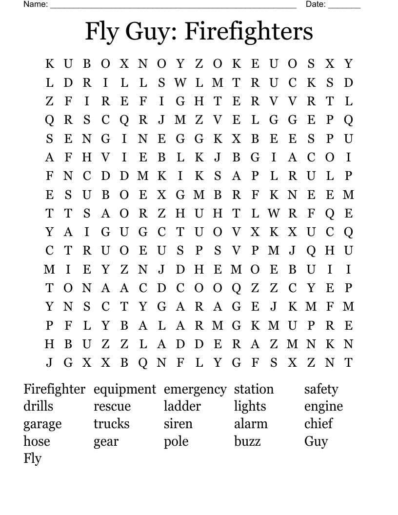 Fly Guy: Firefighters Word Search