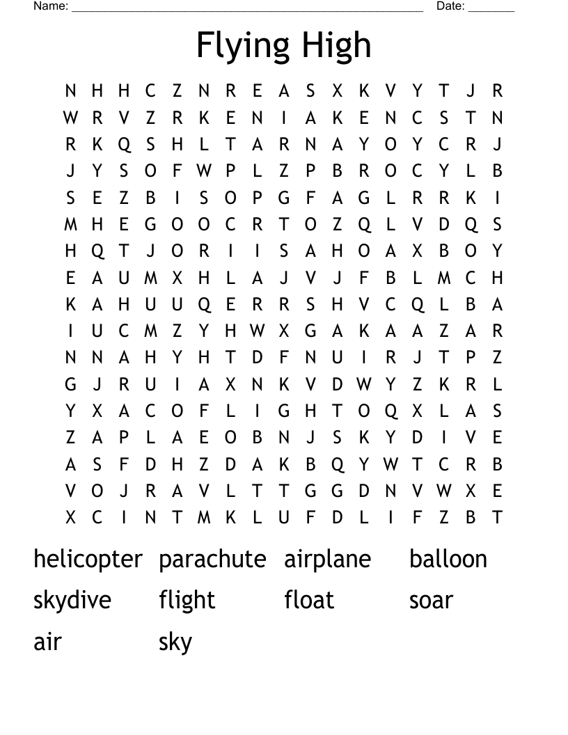 Flying High Word Search