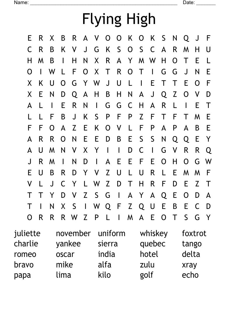 Flying High Word Search