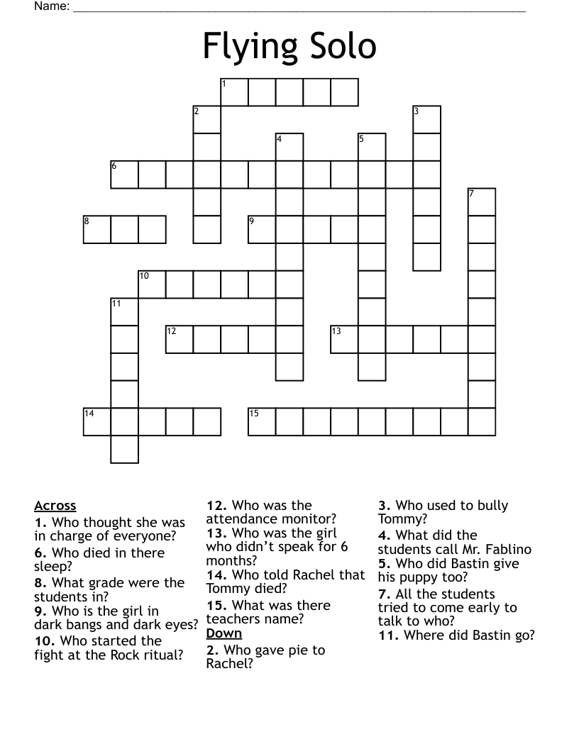 Flying Solo Crossword