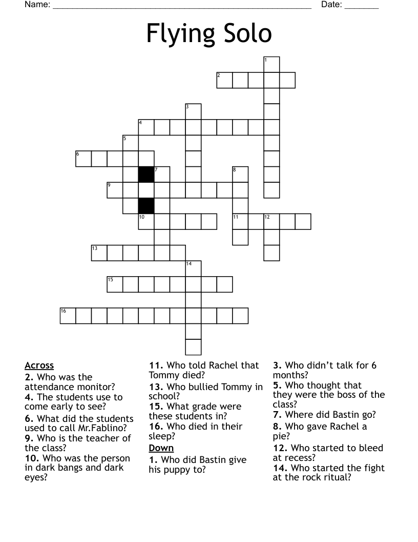 Flying Solo Crossword