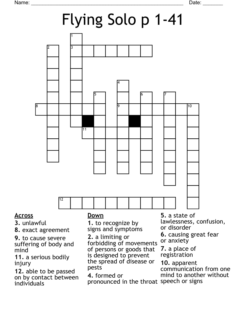 Flying Solo p 1-41 Crossword