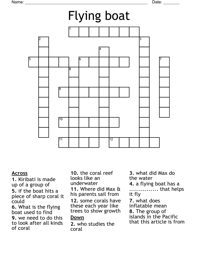 Flying boat Crossword