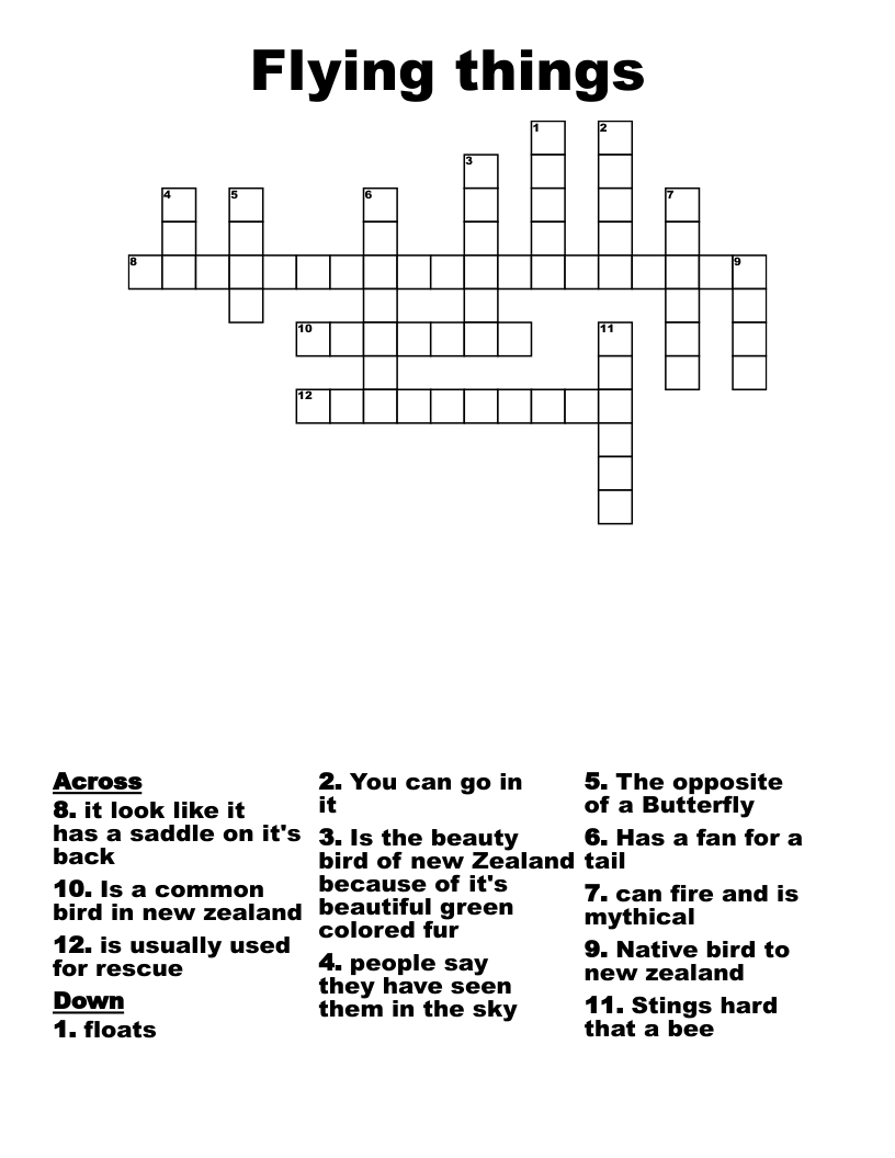 Flying things  Crossword