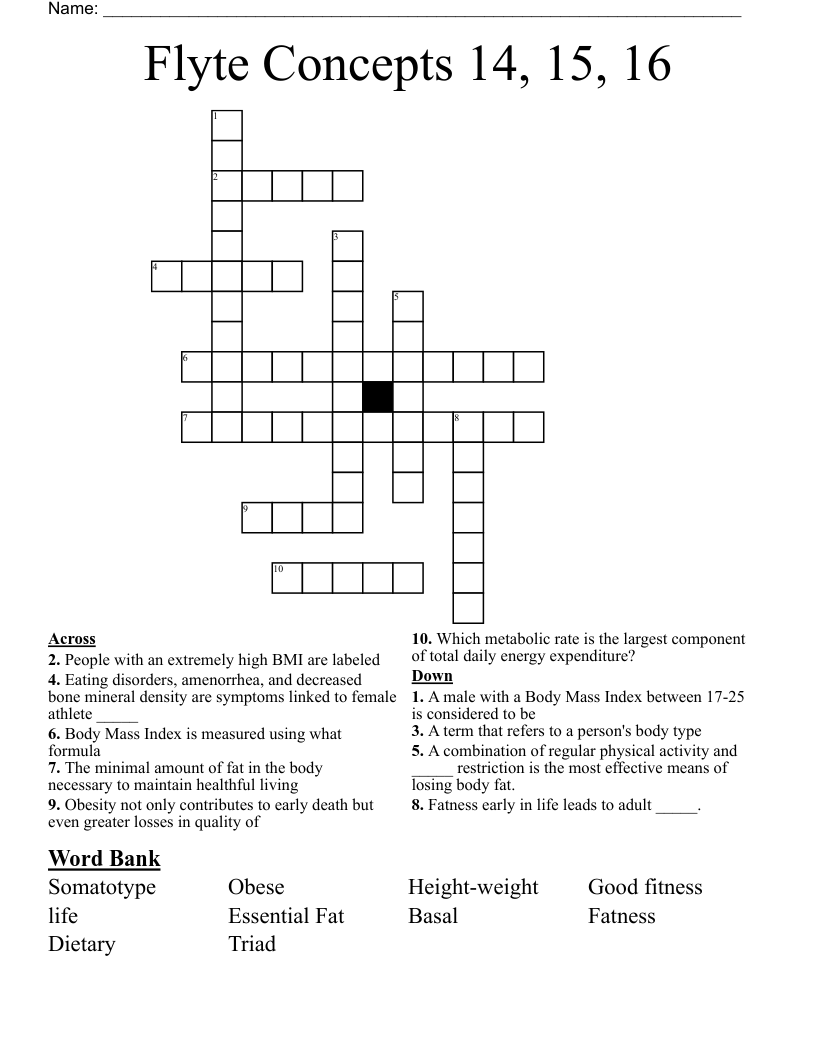 Flyte Concepts 14, 15, 16 Crossword