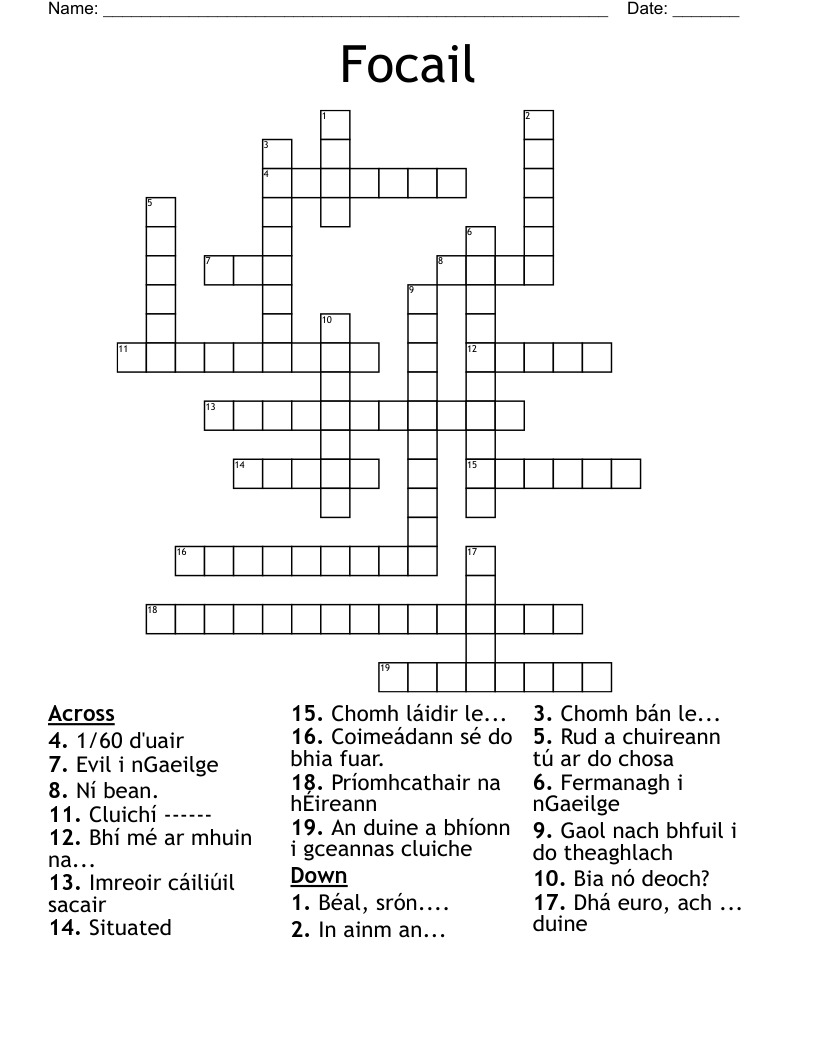 Focail  Crossword