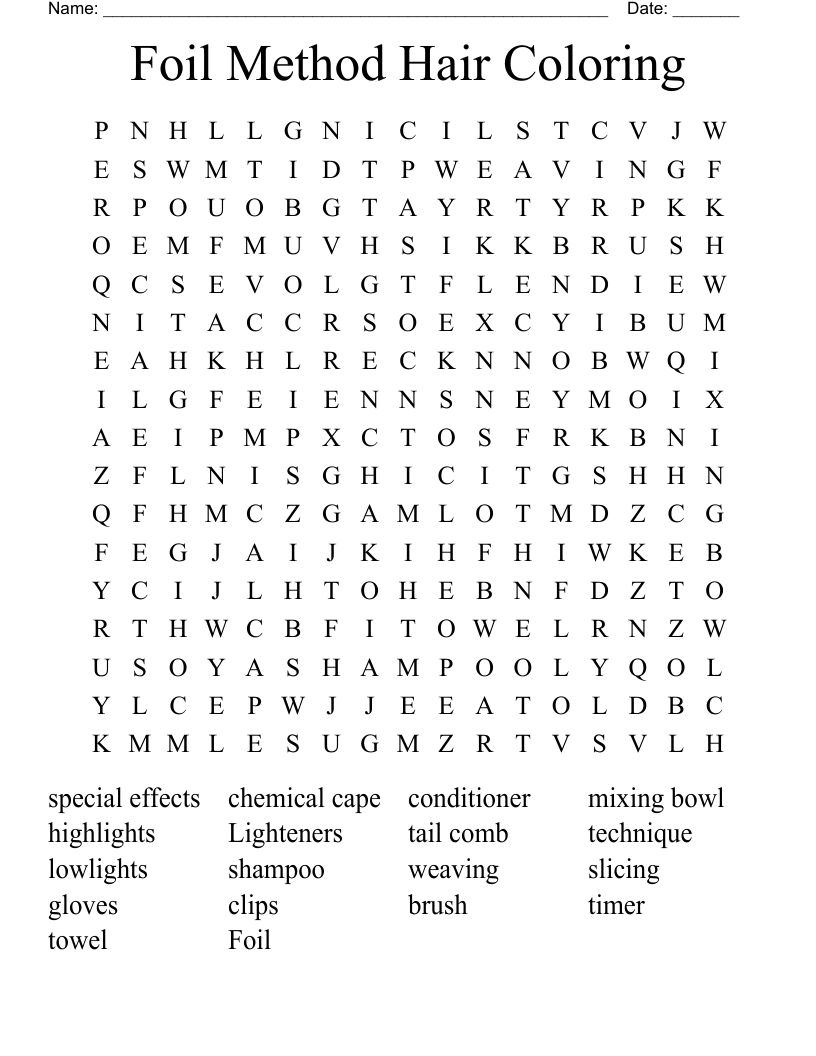 Foil Method Hair Coloring Word Search
