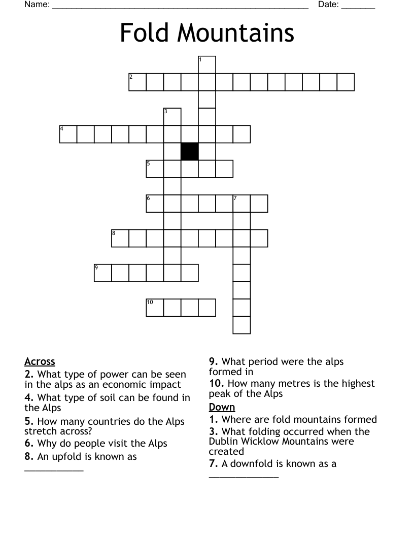 Fold Mountains  Crossword