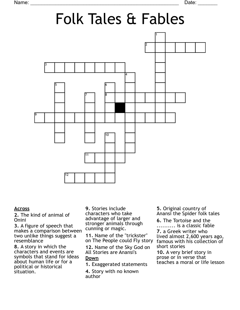 Folk Tales & Fables Crossword