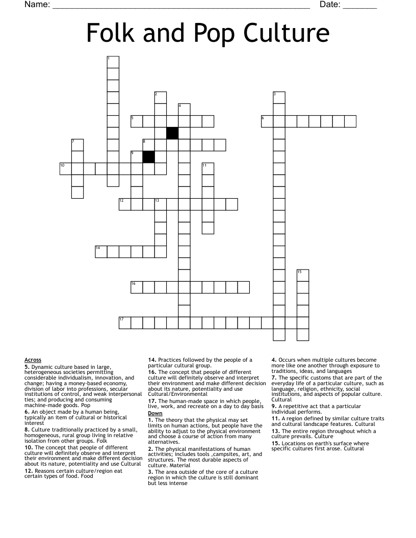 Folk and Pop Culture Crossword