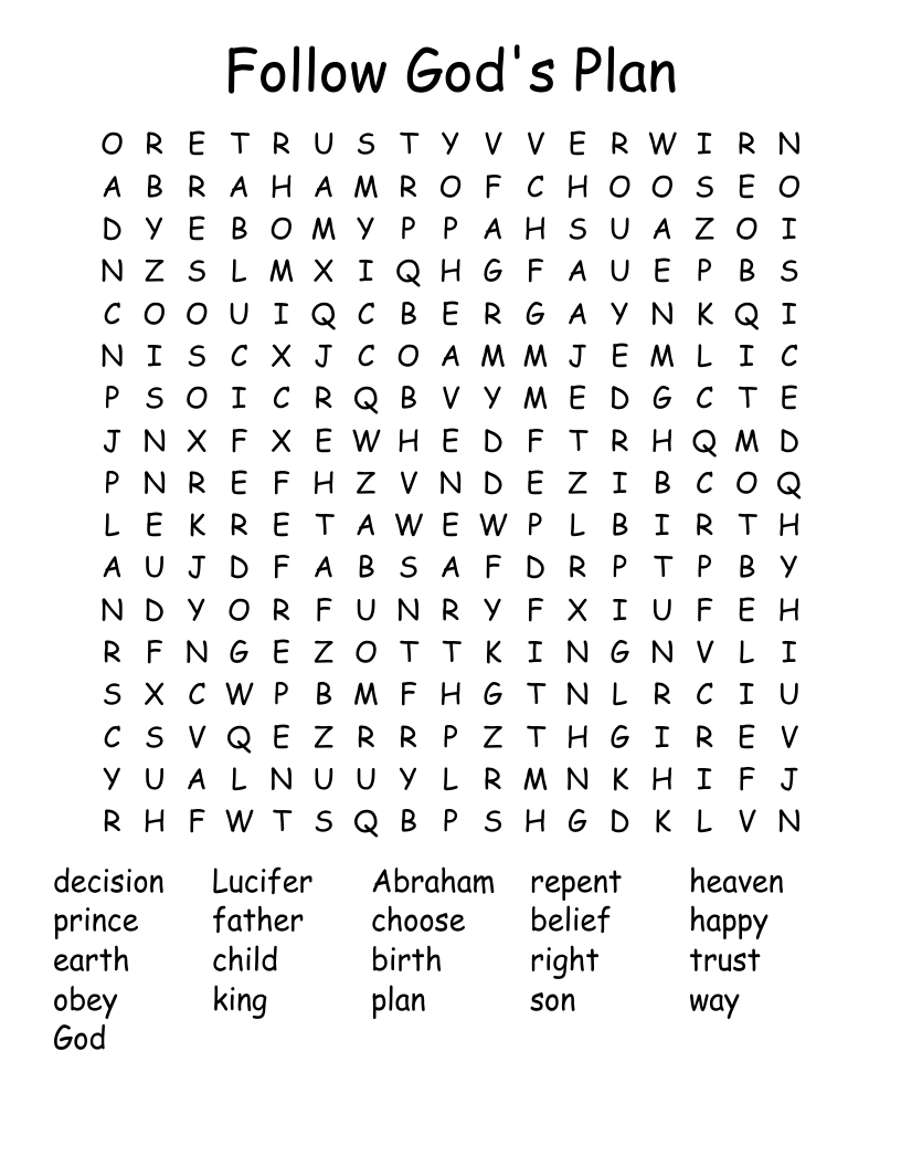 Follow God's Plan Word Search