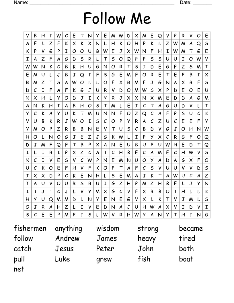 Follow Me Word Search
