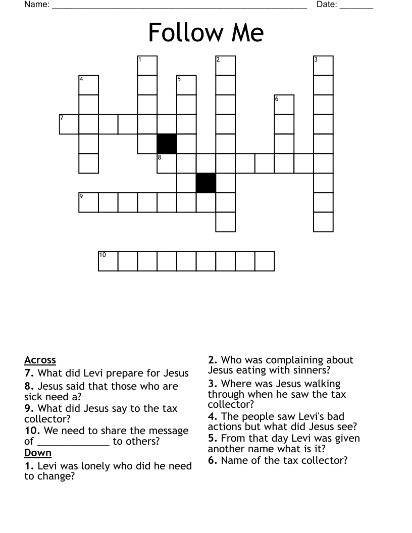 Follow Me Crossword