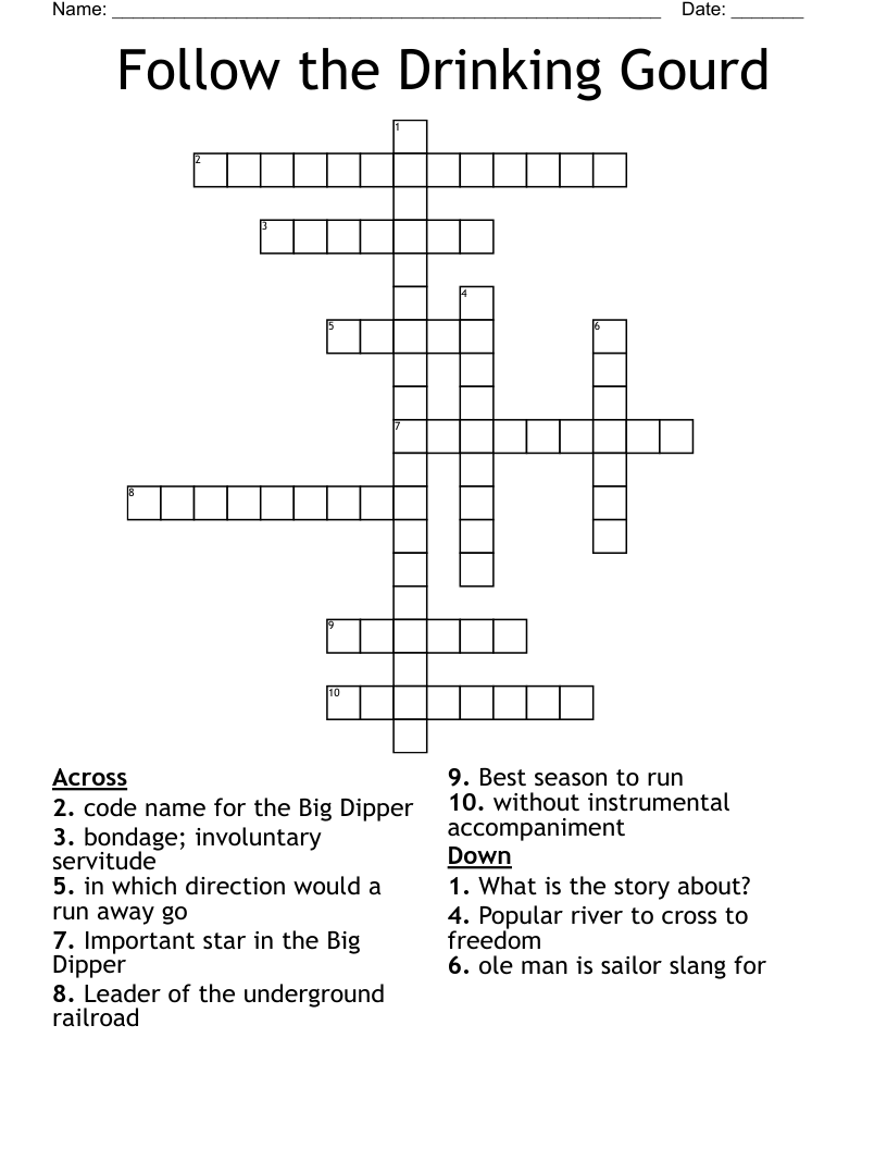 Follow the Drinking Gourd Crossword