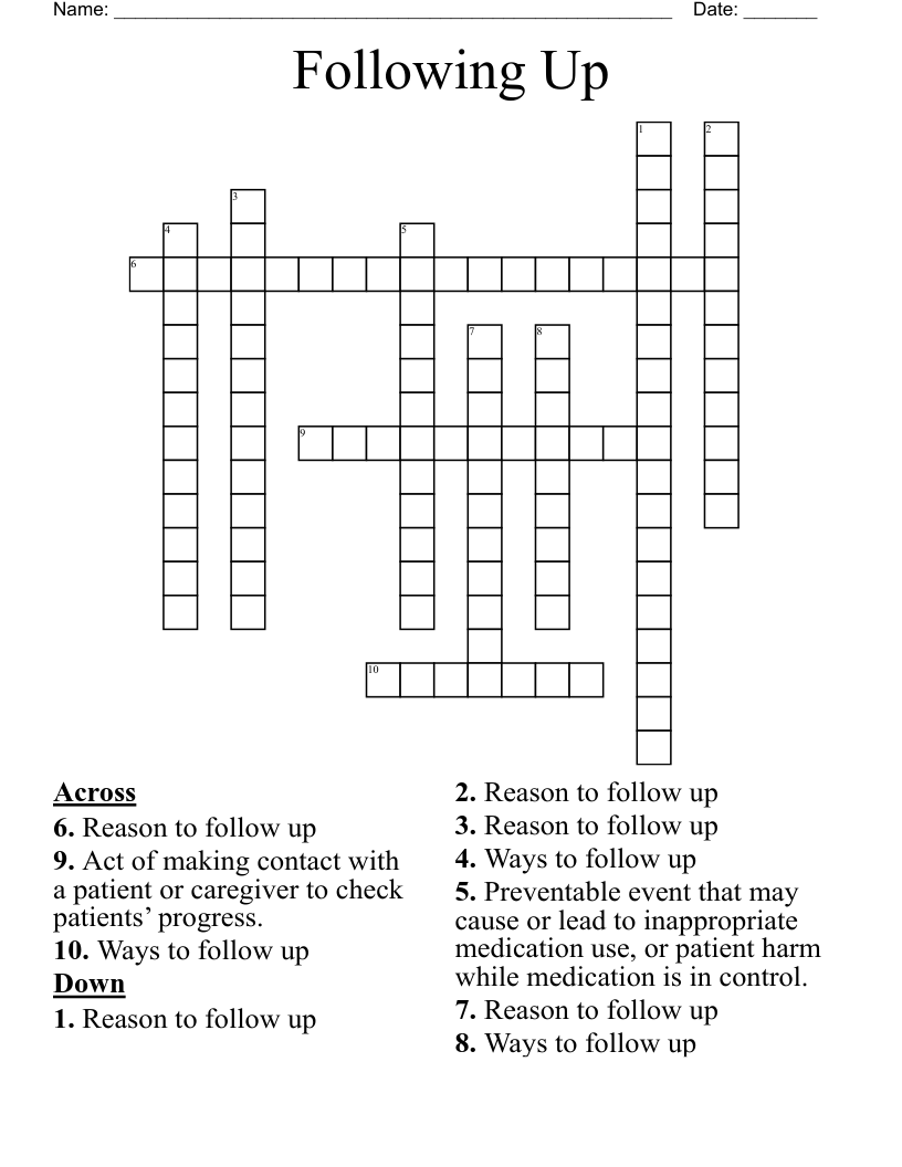 Following Up Crossword