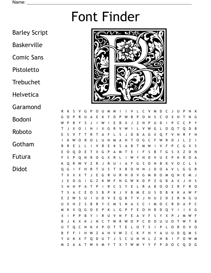 Font Finder Word Search