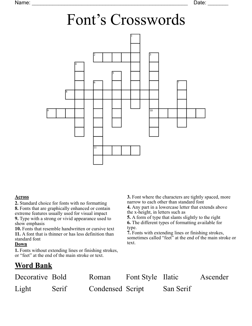 Font’s Crosswords 