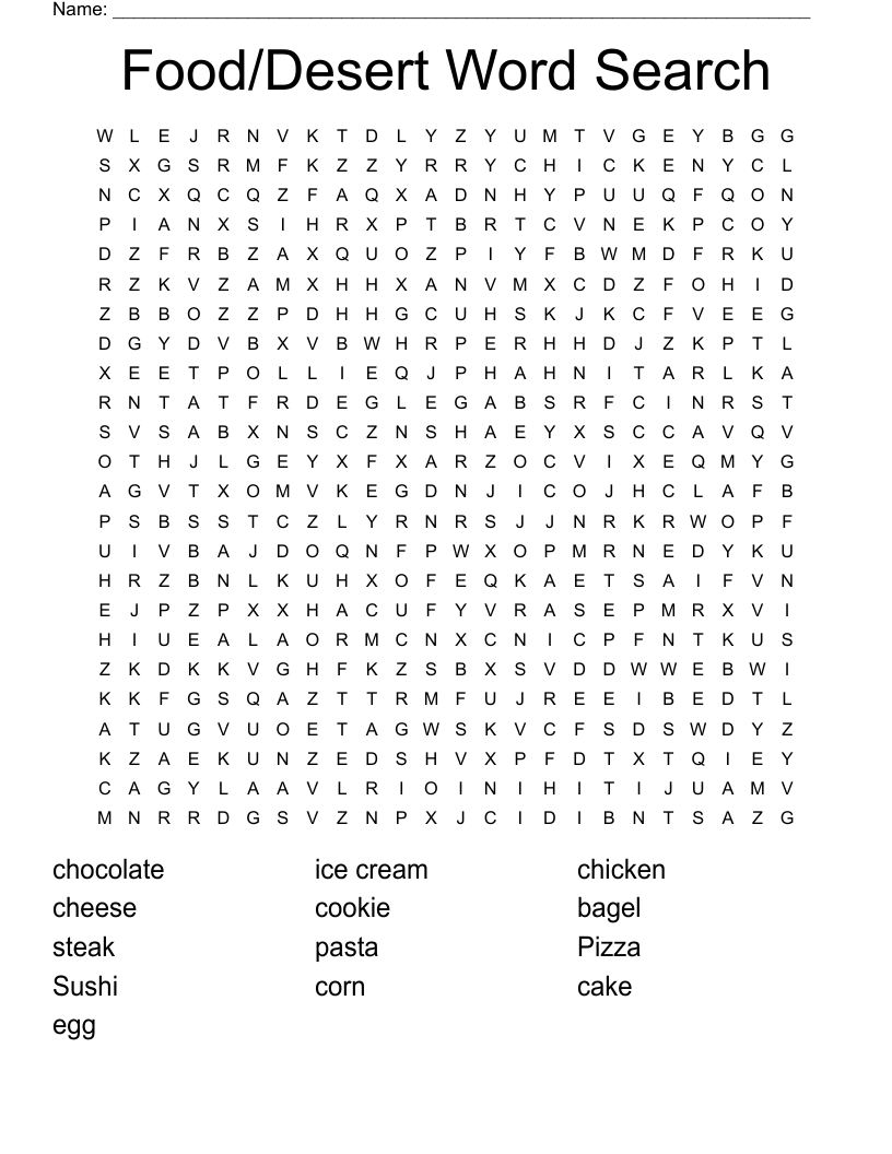 Food/Desert Word Search