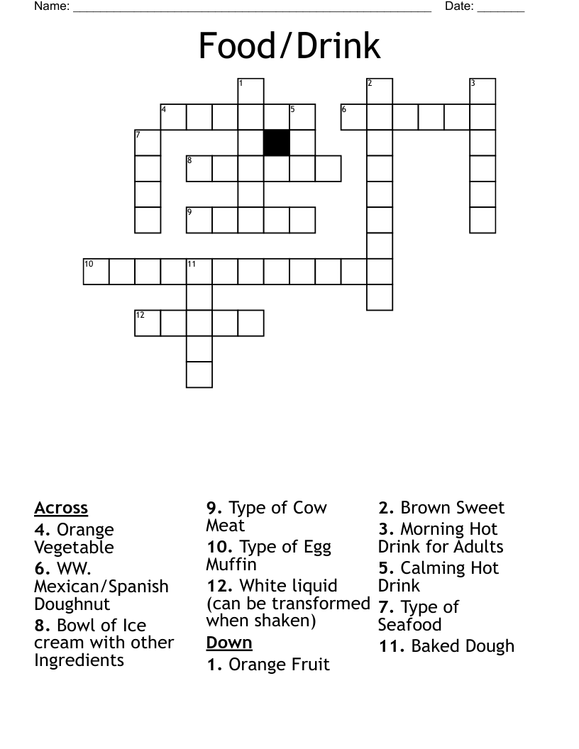 Food/Drink Crossword