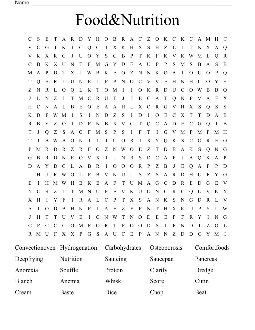 Food&Nutrition Word Search