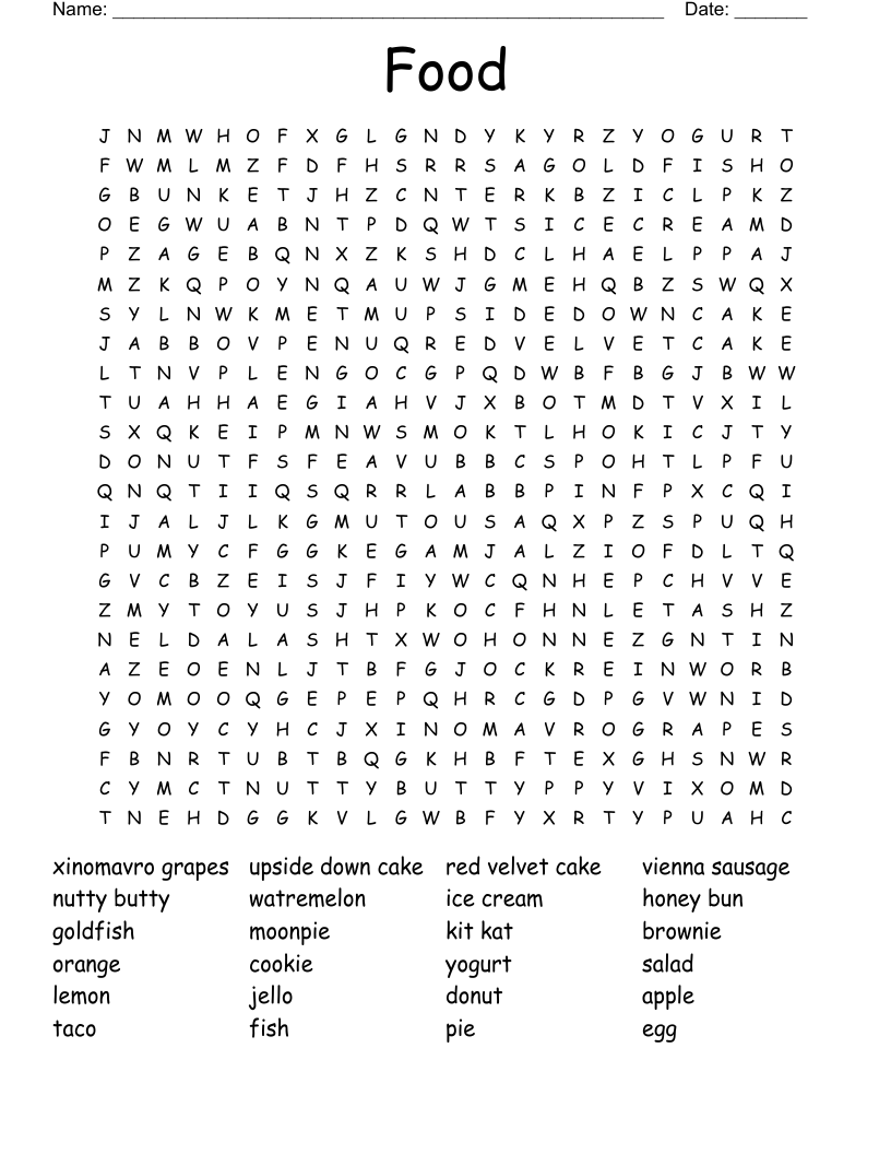Food Word Search