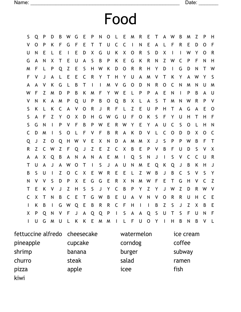 Food Word Search