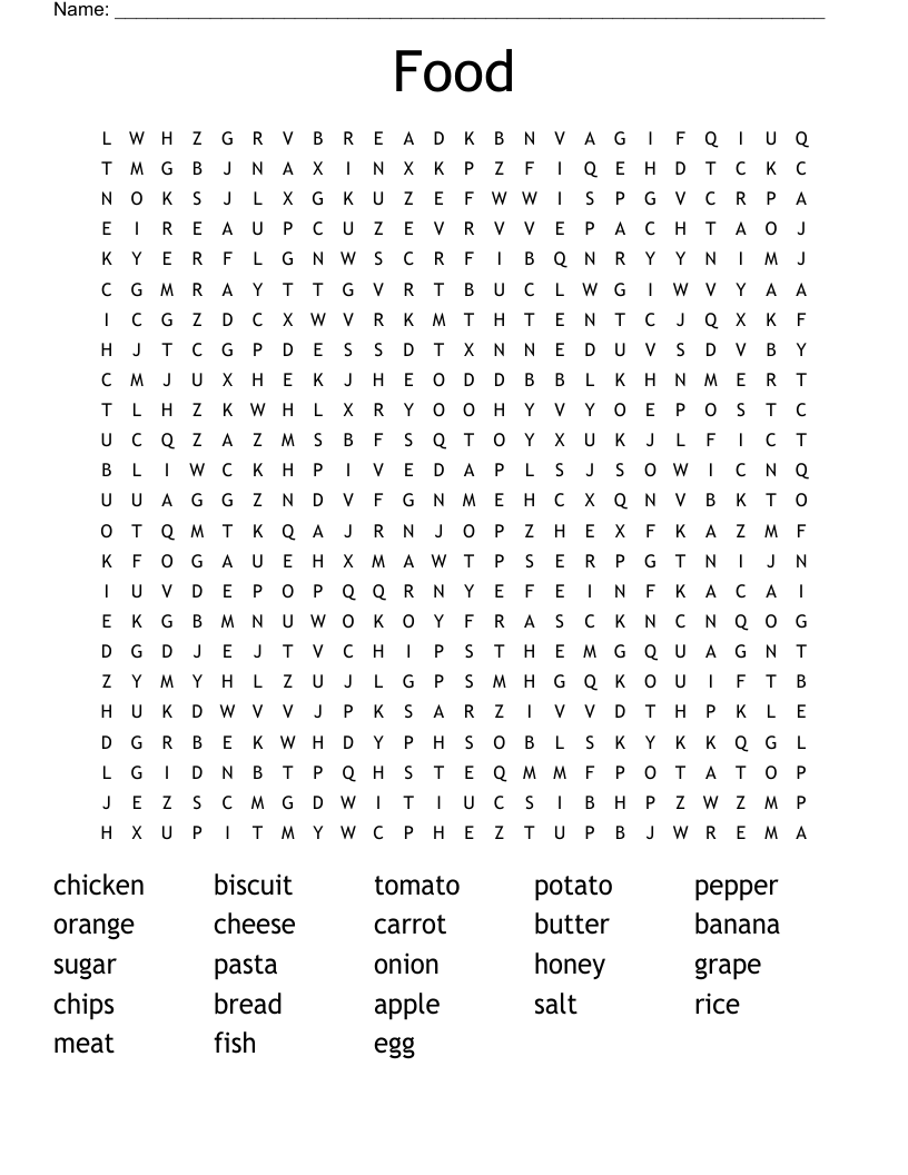 Food Word Search