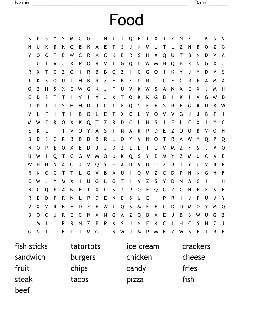 Food Word Search