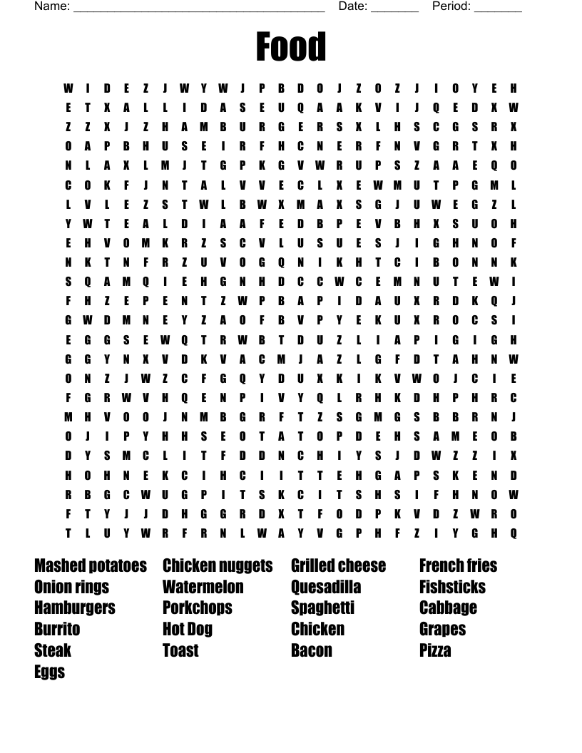 Food Word Search