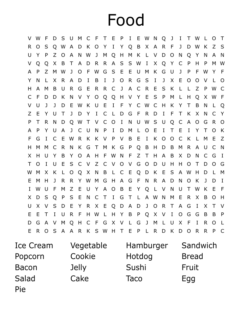 Food Word Search