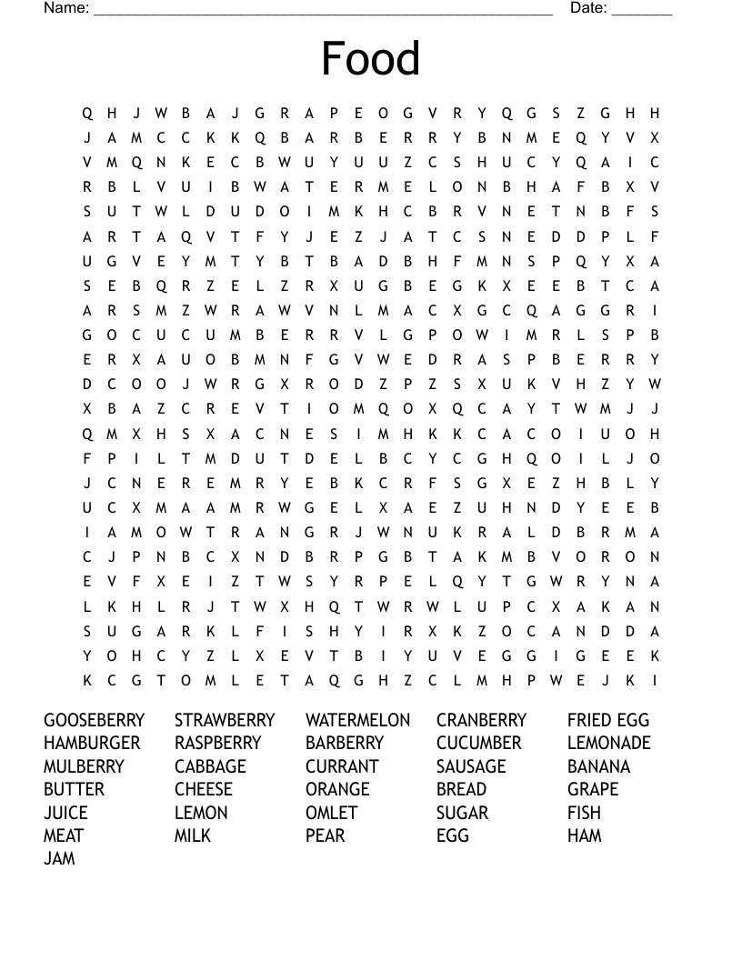 Food Word Search