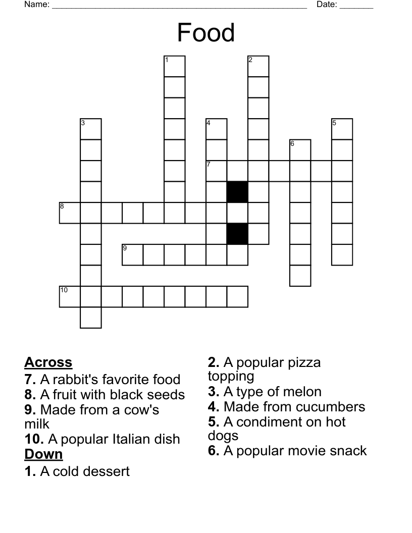 Food Crossword