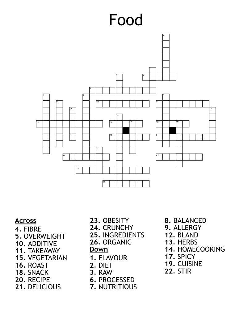 Food Crossword