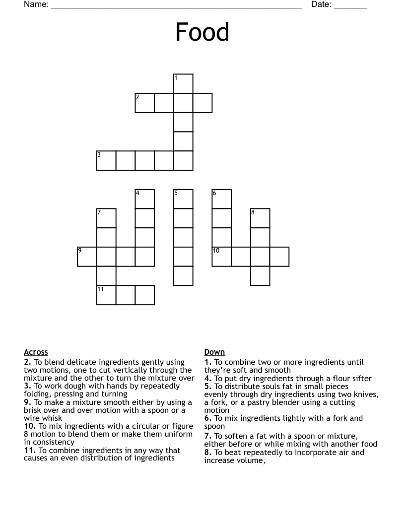 Food Crossword