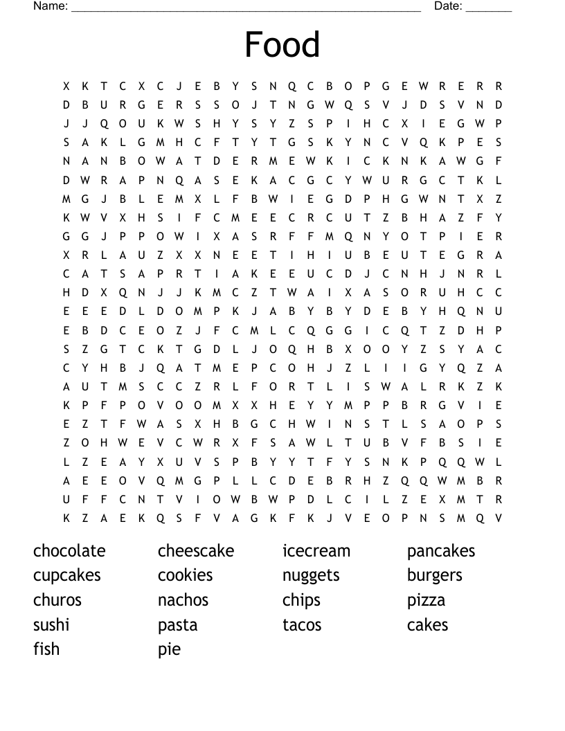 Food Word Search
