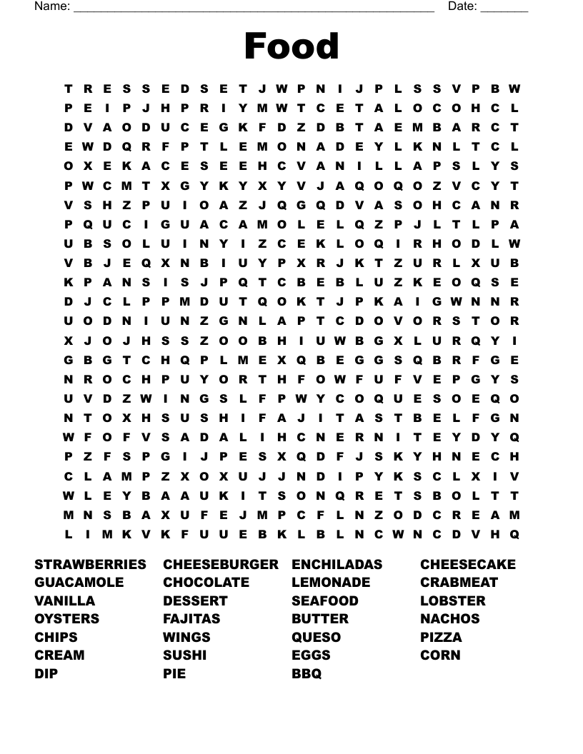 Food Word Search