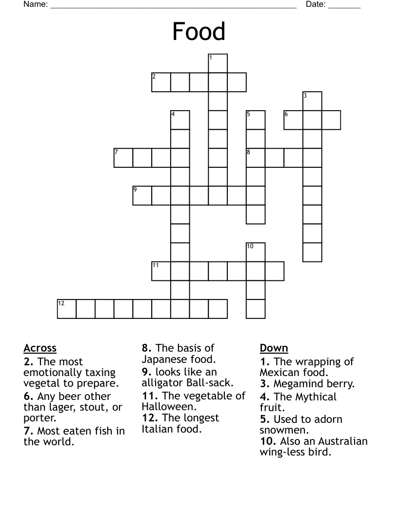 Food Crossword