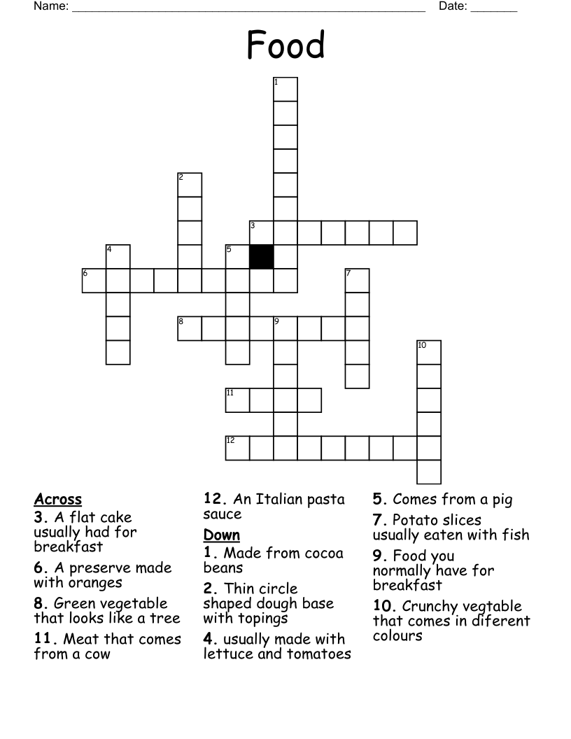 Food Crossword
