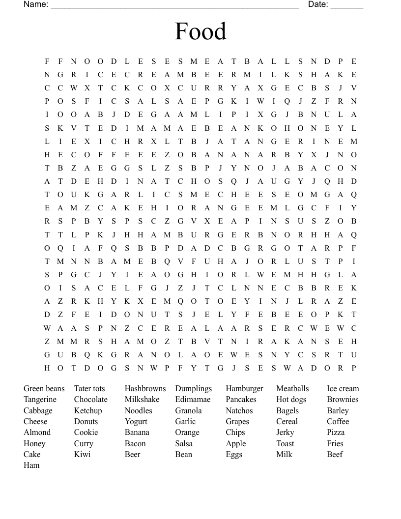 Food Word Search