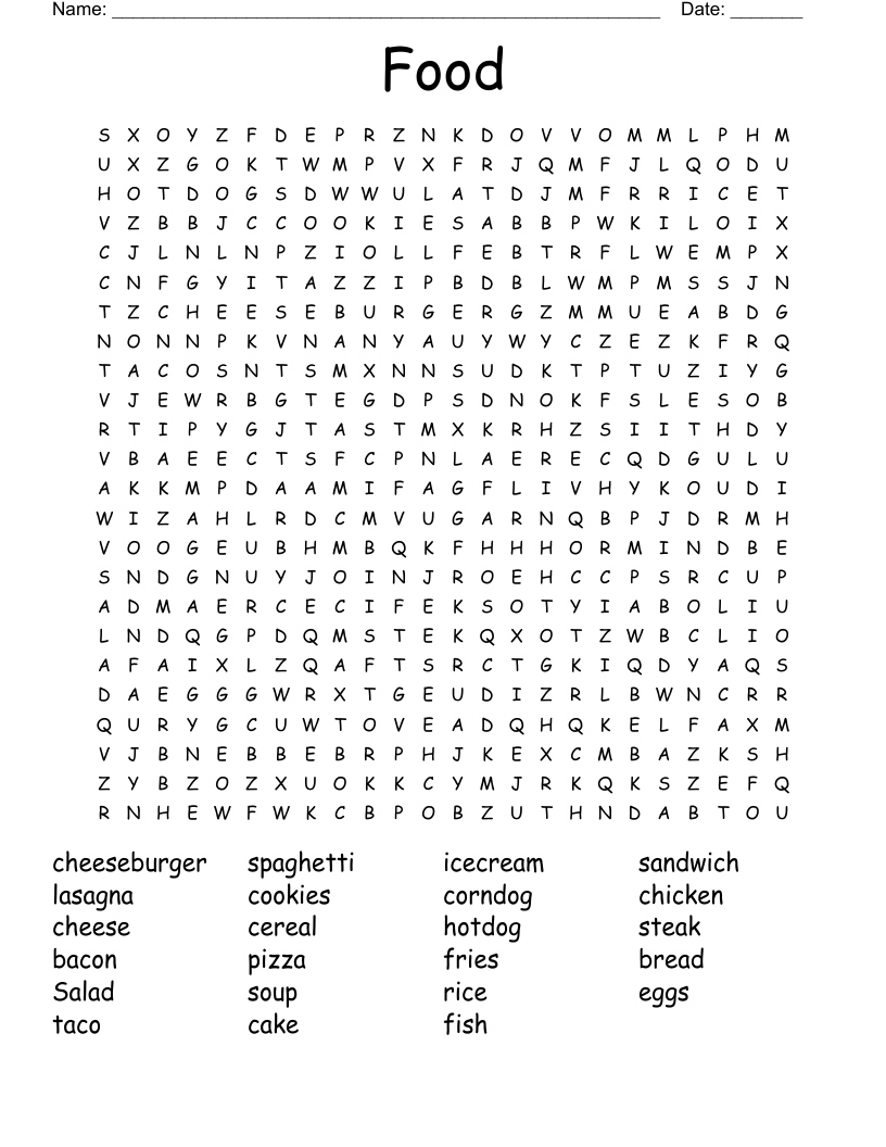 Food Word Search