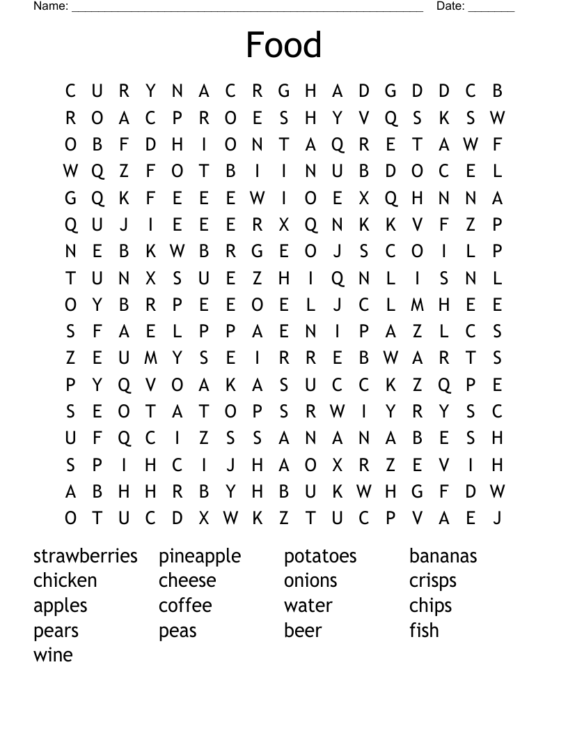 Food Word Search